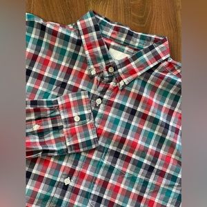 American Eagle Outfitters Shirt‎ X-Large Tall Red Green Black Plaid Long Sleeve